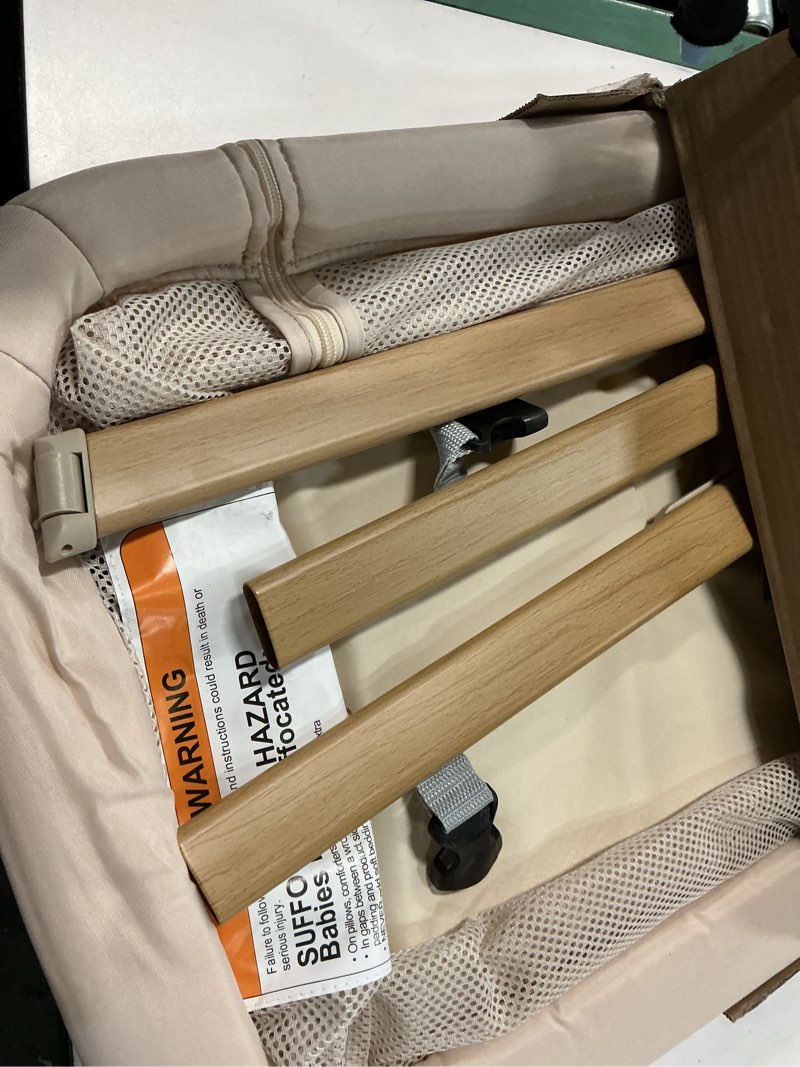 Condition photo showing Good Condition for baby bassinet, bedside bassinet for baby, bassinet bedside sleeper with mattress, storage basket and 4 auto-lock wheels, full-mesh sides, bedside mini crib for newborn (beige)