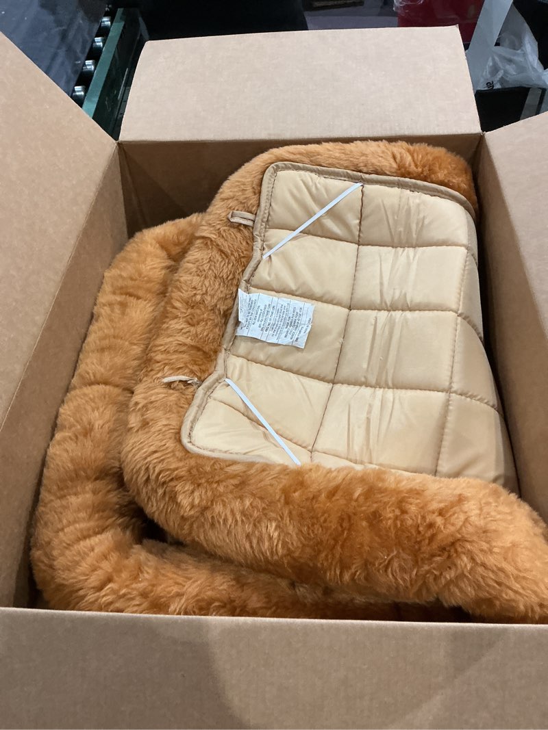 Condition photo showing As Is for midwest homes for pets quiettime dog bed – cinnamon faux fur bolster, ultra-soft and machine washable, fits 42-inch crates and carriers, for large breed dogs