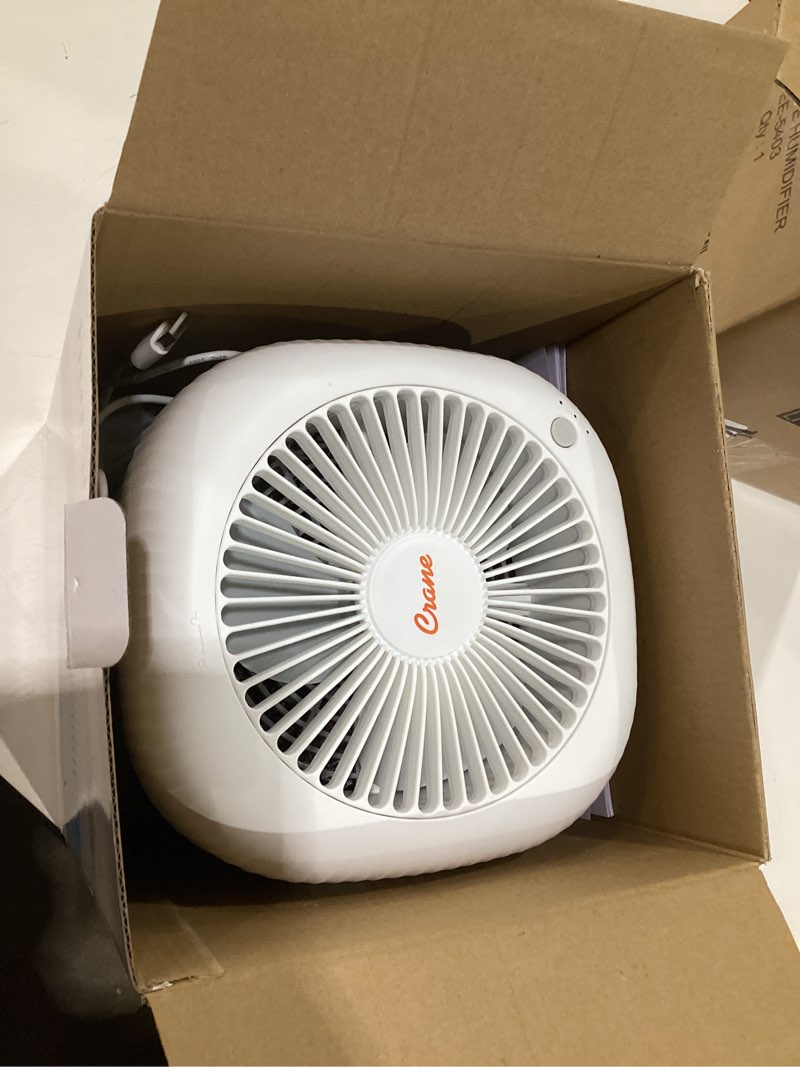 Condition photo showing As Is for Crane Evaporative Humidifier With Wick Filter, Dishwasher Safe Tank, UV Light, Invisible Mist Evaporative Humidifiers for Bedroom, Nursery, Office, Easy Clean Humidifier 3.8L Tank, Up To 250 SQ FT