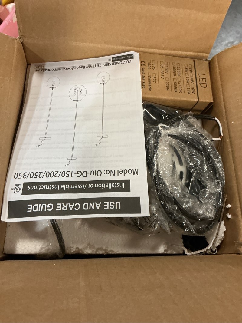 Condition photo showing Good Condition for 8 inch black mid century pendant light globe clear glass fixture lights kitchen island globe pendant light mid century adjustable hanging farmhouse lights fixtures for kitchen island clear & black 8 inch