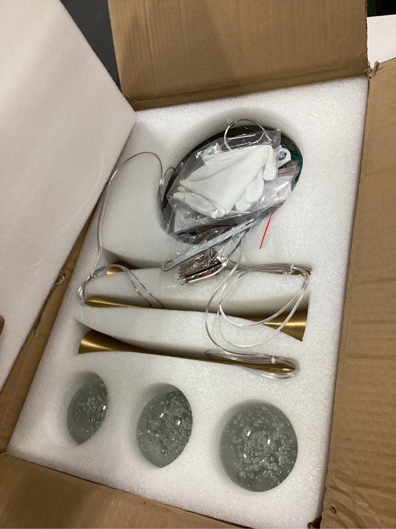 Condition photo showing New/Like New for cenzoz 3-Lights Modern Pendant Lights for Kitchen Island LED Dimmable Crystal Glam Ceiling Pendant Lighting Chandelier for Dining Room Hallway Bedroom Corner Lamp Antique Gold Gold 3 Lights Rectangular