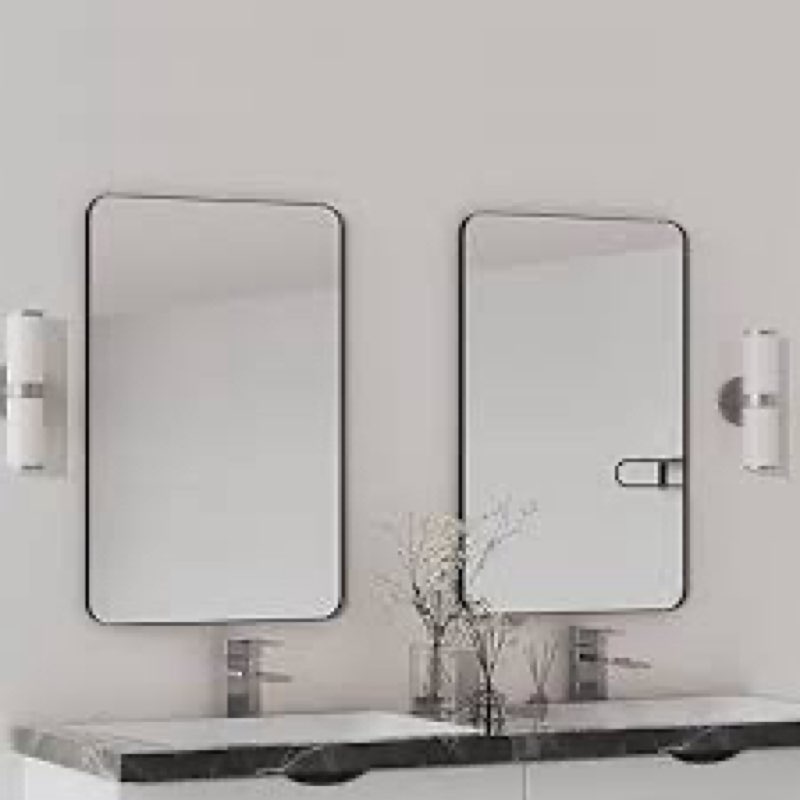 vocalstar 2-pack black bathroom mirrors 24 x 36 inch, metal framed rounded rectangle bathroom wall v