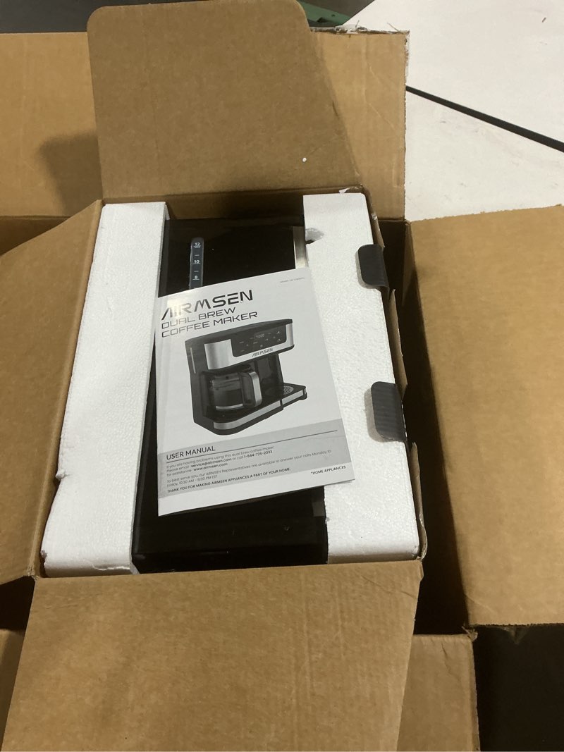Condition photo showing Good Condition for airmsen 12-cup programmable dual coffee maker – single serve machine for k-cup pods & ground, 1000w fast brew, delay start, 2h keep warm, touchscreen, 60oz tank, glass carafe – home & office 12 cup