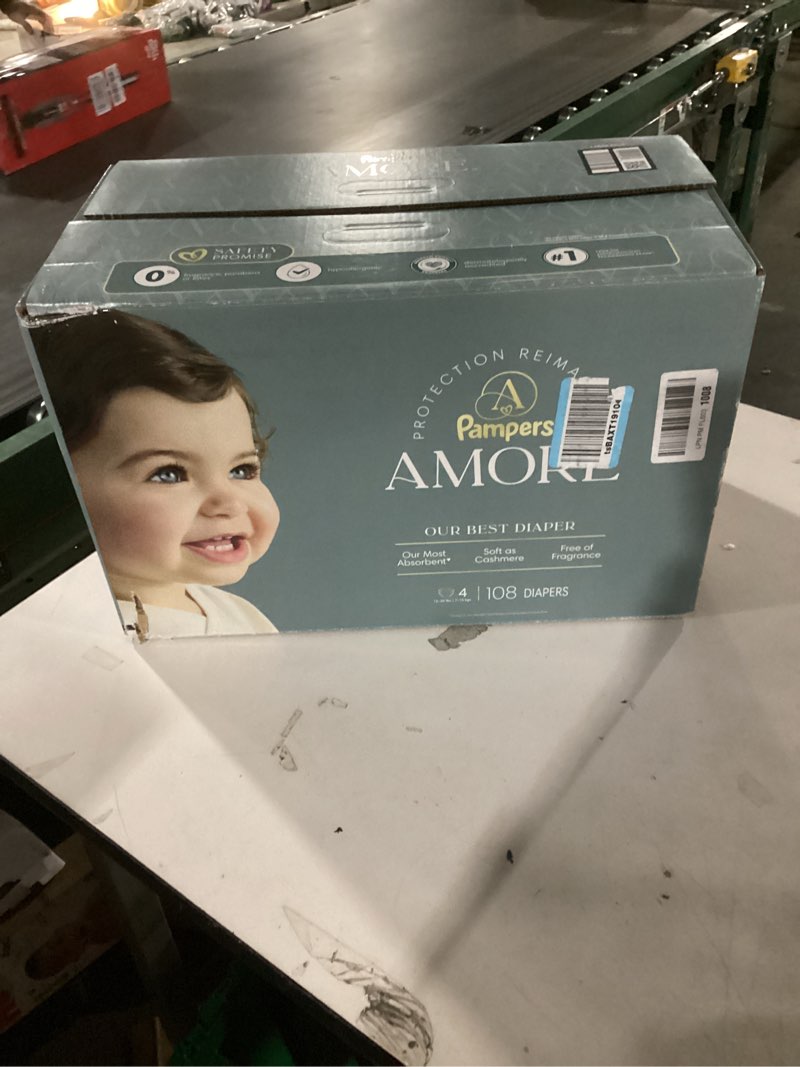 Condition photo showing New/Like New for Pampers Amore, Size 4 (15-34 lbs), 108 Count, Our Best Diaper – Hypoallergenic & Fragrance Free, Up to 100% Leakproof, Soft as Cashmere Size 4 108