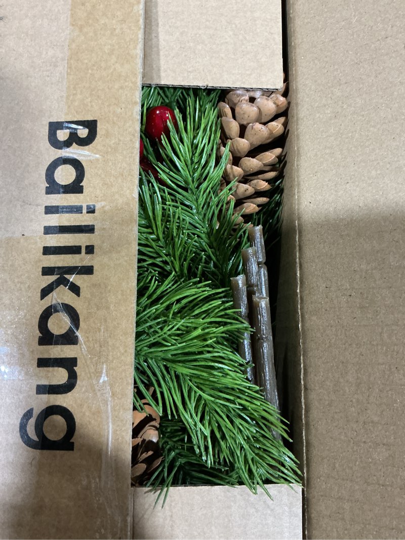 Condition photo showing New/Like New for 8PCS Artificial Pine Branches with Red Berry Pine Cones Artificial Needles Branches Greenery Stems Fake Greenery Floral Arrangements Branches 2