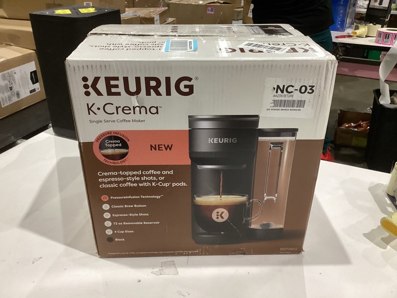 Condition photo showing Good Condition for Keurig K-Crema Single Serve K-Cup Pod Coffee Maker, PressureInfusion & MultiStream Technology, Brews Crema-Topped Coffee, Espresso-Style Shots, Classic Coffee, Tea, Cocoa, 72 oz Removable Reservoir