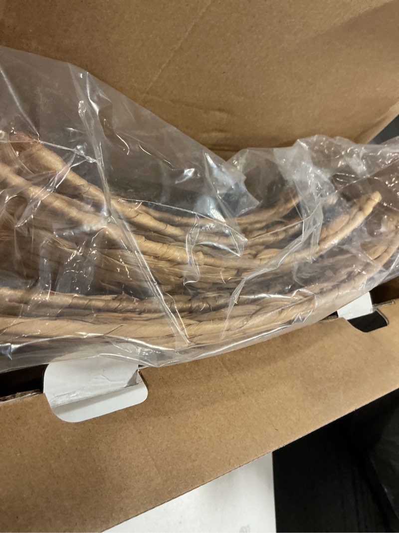 Condition photo showing As Is for 28in Christmas Tree Collar - Woven Hyacinth Tree Collars for Artificial Trees - Rattan Rustic Farmhouse Basket for Tree Base Cover with Cord Cut-Out for 6ft 7.5ft Tree (Natural) 28" Natural