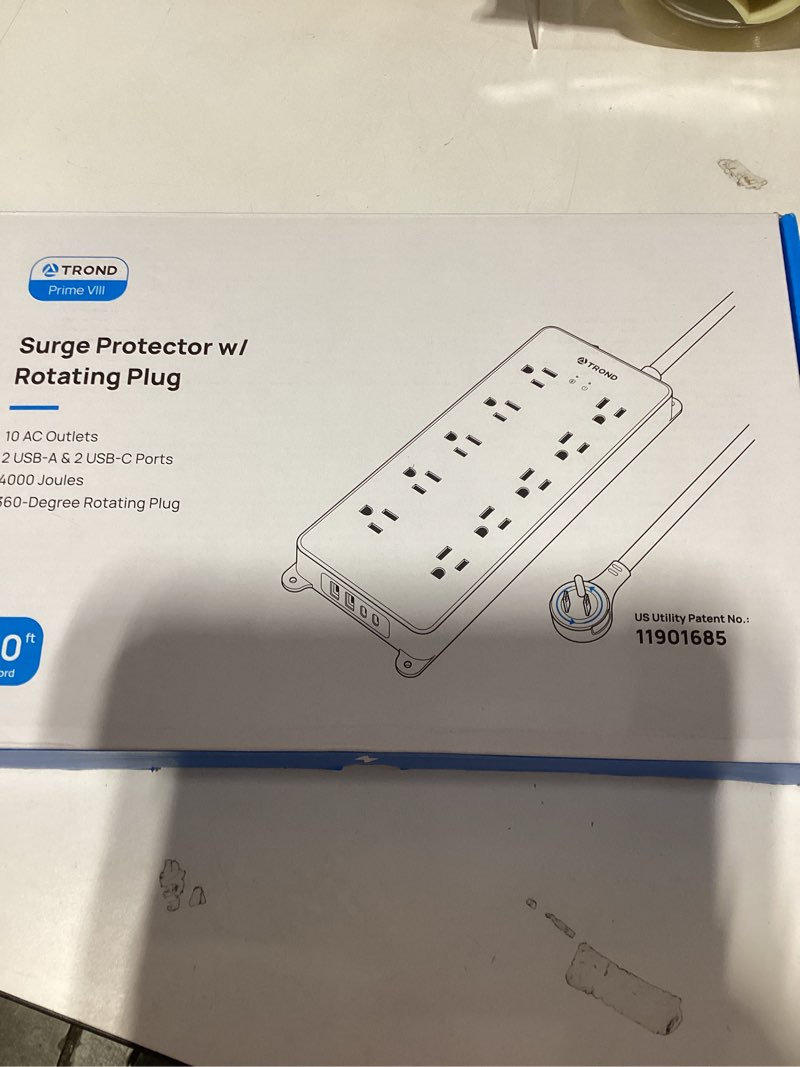 Condition photo showing New/Like New for TROND Power Strip Surge Protector, 4000J, ETL Listed, 13 Widely-Spaced Outlets Expansion with 4 USB Ports(1 USB C), Low-Profile Flat Plug, Wall Mountable, 5ft Extension Cord, 14AWG Heavy Duty, Black
