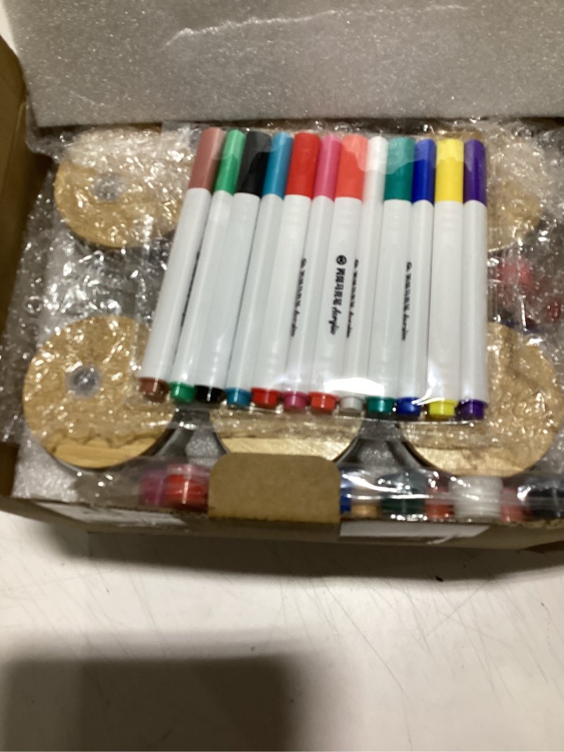 Condition photo showing New/Like New for Pickmesh 6 Set Glass Painting Kit for Valentines Day Gifts Adult 16 oz Glass Tumbler with Lids and Straws 12 Markers 12 Colors Acrylic Pain with Brushes to Design Your Own Wine Glasses Gifts