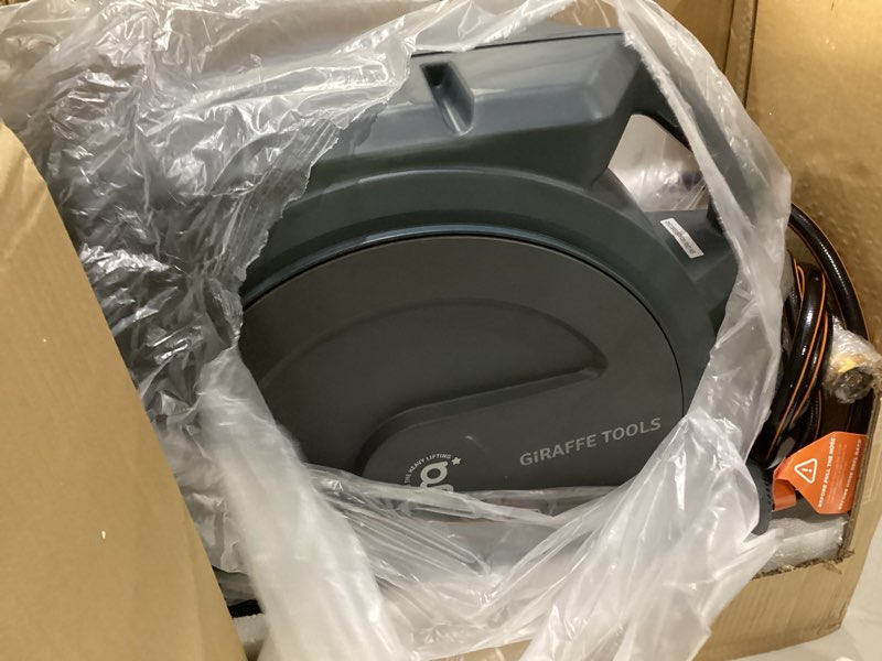 Condition photo showing Good Condition for giraffe tools retractable garden hose reel 1/2 inch x 130 ft, super heavy duty, any length lock, slow return system, wall mounted and 180 deg swivel bracket 1/ 2"130 ft