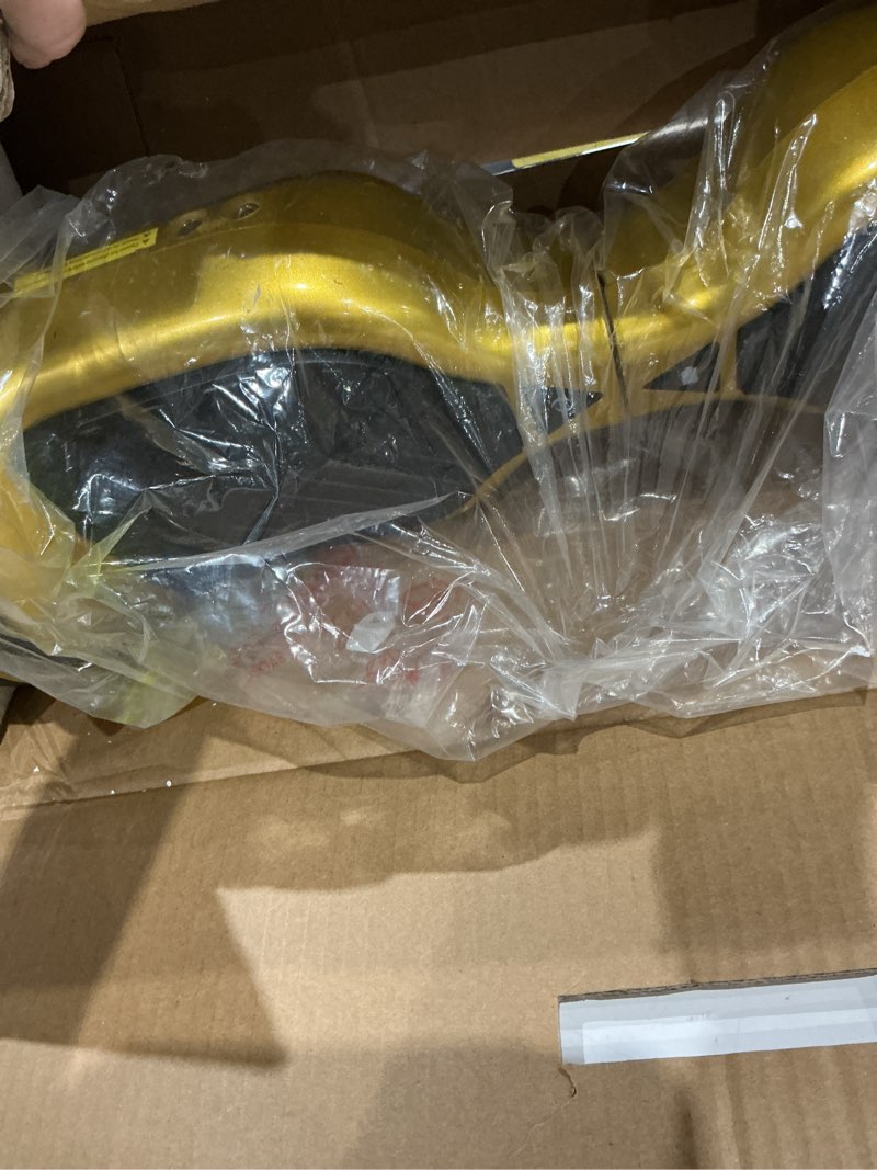 Condition photo showing As Is for (color is gold)gyroor self balancing scooter new g13 all terrain balancing scooter with led lights, self balancing off road with bluetooth for kids ages 6-12 and adults-black