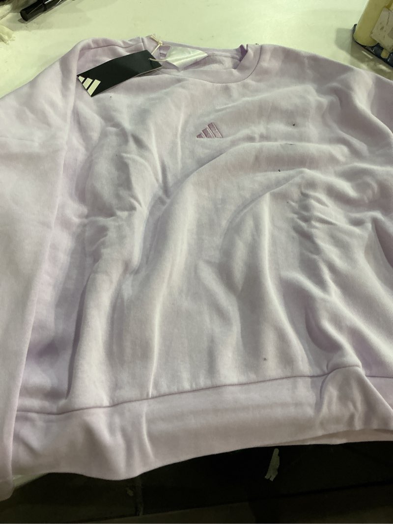 Condition photo showing As Is for adidas womens All Szn Fleece Loose Sweatshirt Large Sandy Pink