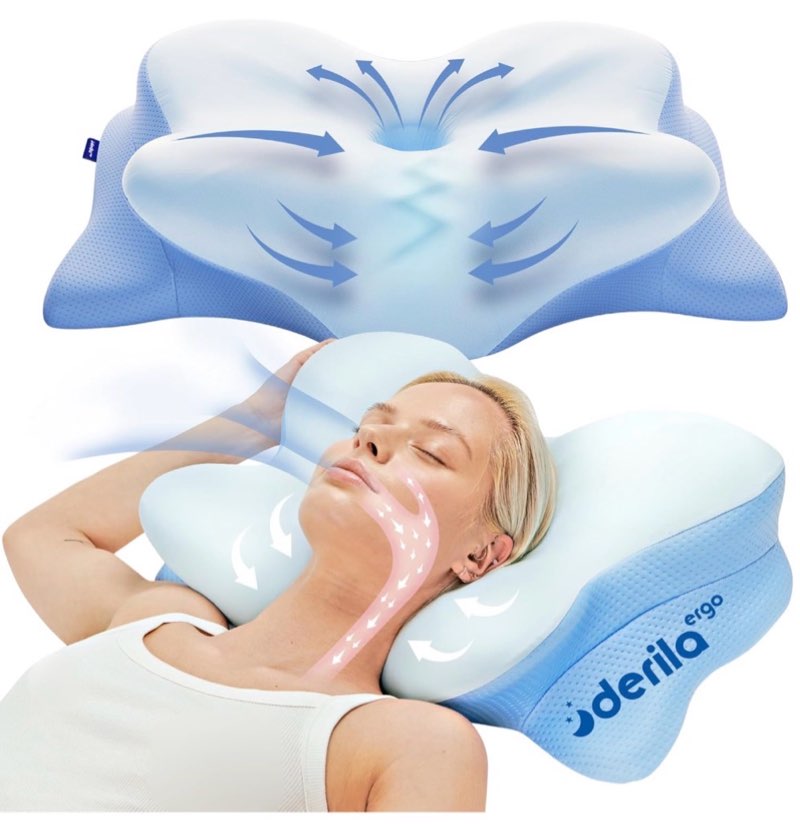 Derila Ergo Cervical Neck Pillow for Sleeping Ergonomic Pillow Contour Neck Support Memory Foam Pillows for Back, Side Sleeper Pillows 21.25 x 14.17 x 4.72 inches Pillow - 21.25 x 14.17 x 4.72 in