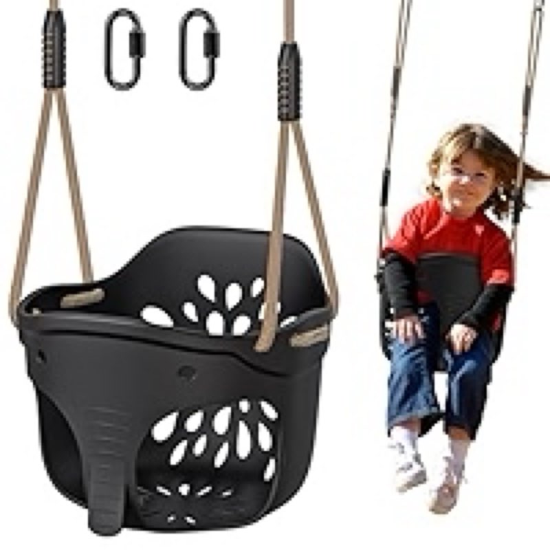 Dolibest Heavy Duty High Back Full Bucket Toddler Swing Seat & Non-Slip Adult Plastic Swing Seat wit