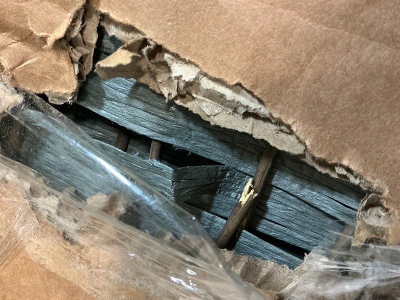 Condition photo showing As Is for HOMCOM Room Divider, 6 Ft 4 Panel Folding Privacy Screen, Hand-Woven PP Wall Partition with Pine Wood Frame, Freestanding Room Separator for Bedroom, Home Office, No Assembly, Mixed Gray Mixed Gray 4 Panel