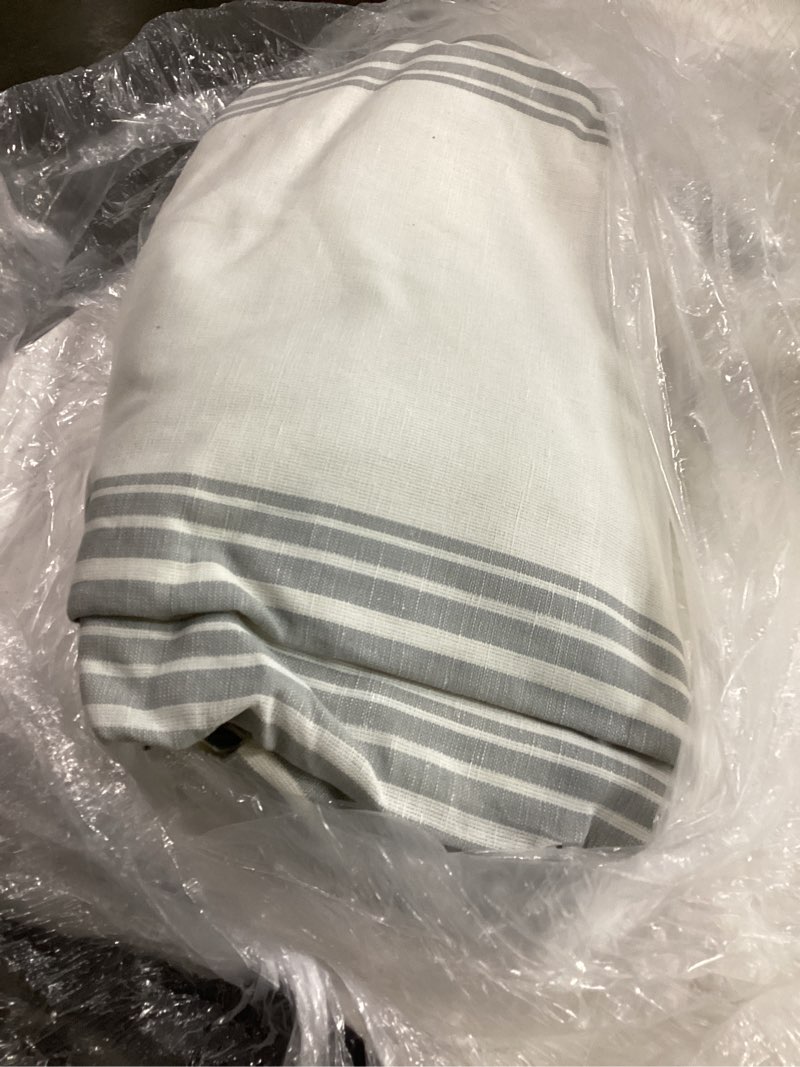 Condition photo showing Good Condition for coastal stripe linen cotton room darkening curtain, 48x96, ivory/light blue (single panel) 