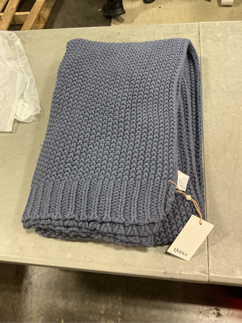 Condition photo showing New/Like New for cotton fisherman throw  blue 50x60