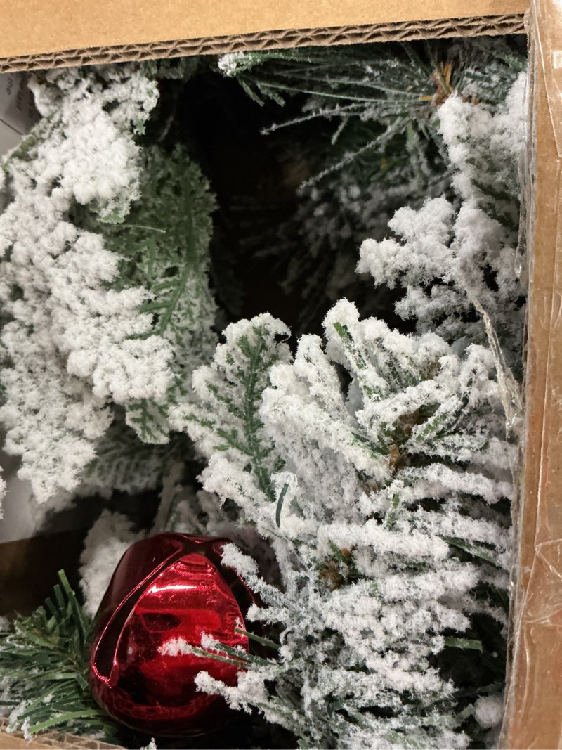 Condition photo showing Good Condition for Christmas Wreath for Front Door 24inch - Light Up Artificial Christmas Wreath, Lighted Christmas Wreaths Battery Operated, with Bells and Wreath Hanger, for Front Door Wall Windows Xmas Decoration White - 24 Inch