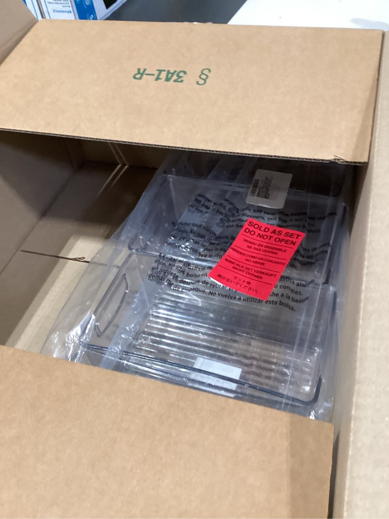 Condition photo showing New/Like New for mdesign plastic storage organizer wide container bin with handles for bathroom, home organization - holds vitamins, supplements, makeup, styling tools - ligne collection - 4 pack - clear