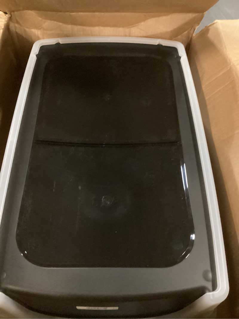 Condition photo showing Good Condition for iris usa cat litter box xx-large open top with high sided walls tall scatter shield scoop included easy clean plastic pan for big cats kittens multi-cat households 30"l x 20"w x 14"h black xxl black