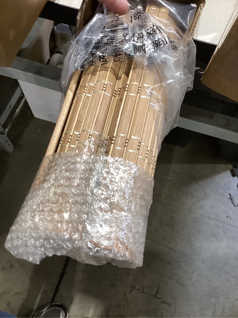 Condition photo showing Good Condition for LazBlinds No Tools No Drill Cordless Bamboo Roman Shades, Light Filtering Window Treatment, Roll Up Bamboo Blinds for Windows 38'' W x 48'' H, Brown Light Filtering-brown206 38" W x 48" H