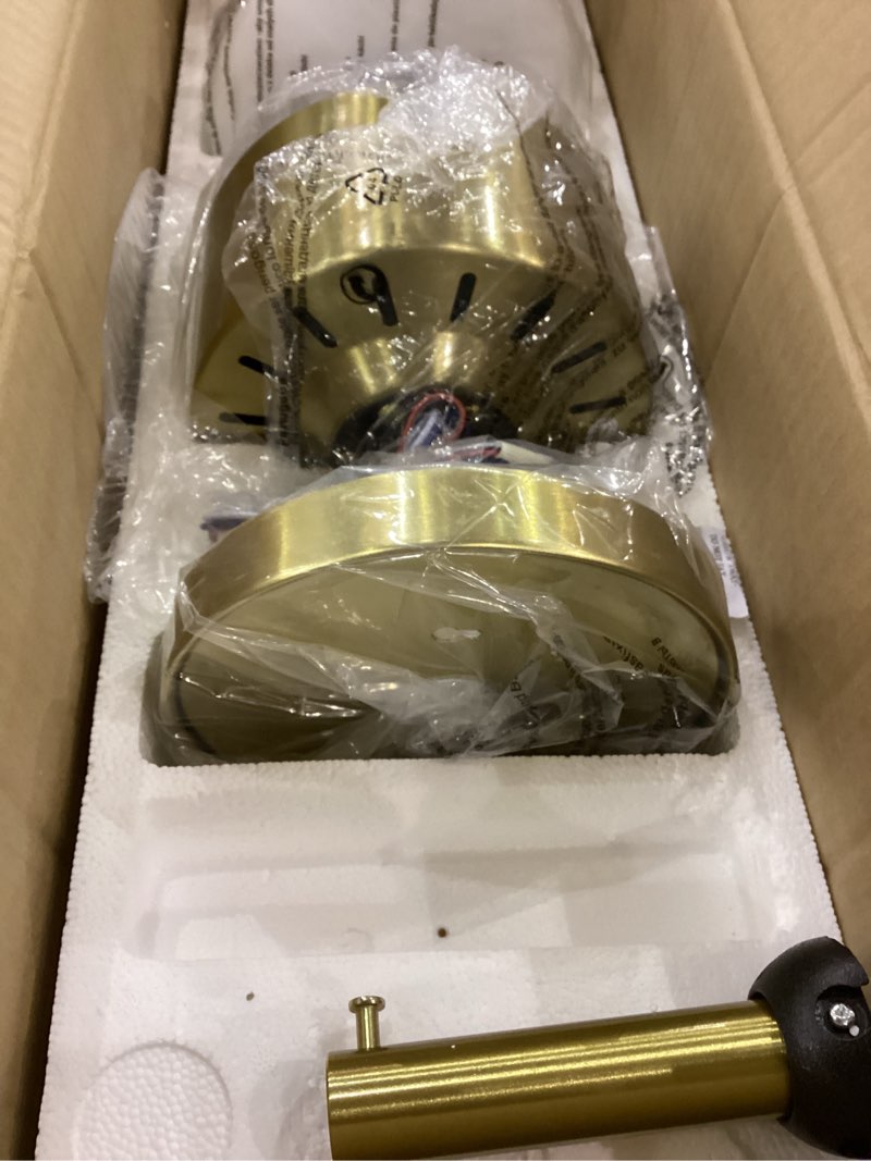 Condition photo showing Good Condition for 52 inch ceiling fans with led light remote control, modern ceiling fan with reversible dc motor, 3 blades and 3 color temperature, led light chandelier for bedroom (gold & 3 transparent blades)
