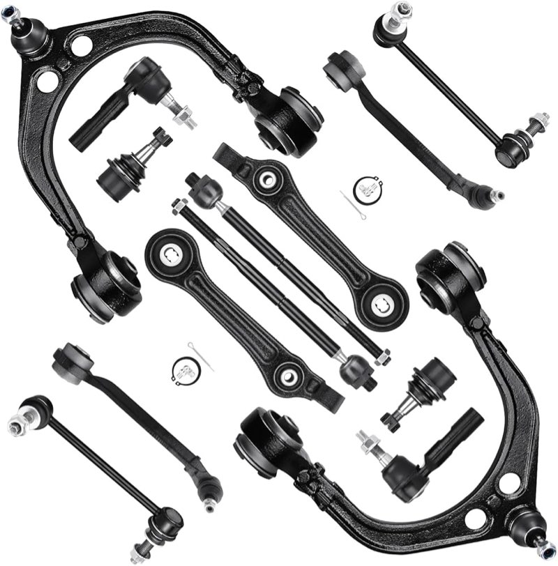 front upper & lower control arm kit with ball joint left and right forward rearward suspension kit for 2011 2012 2013 2014 2015 2016 2017 chrysler 300 dodge challenger charger rwd models