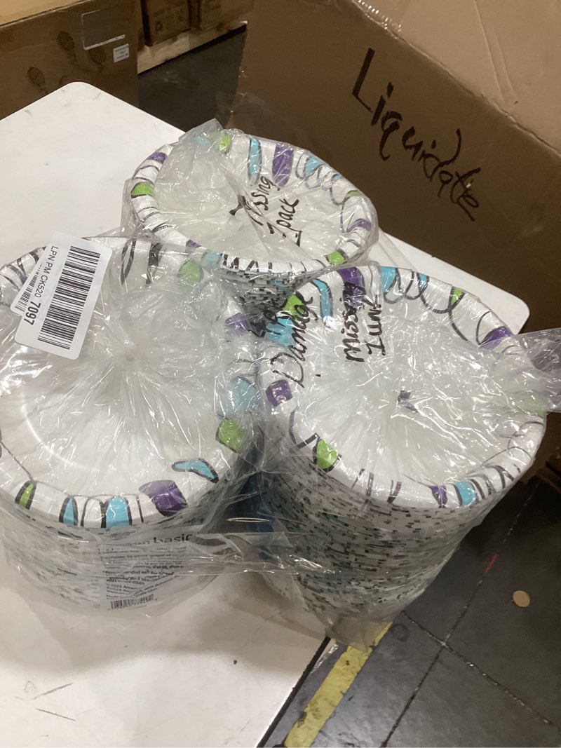 Condition photo showing As Is for amazon basics ultra paper bowls, 20 oz, disposable, 540 count, 4 pack of 135 count, (previously encore)
