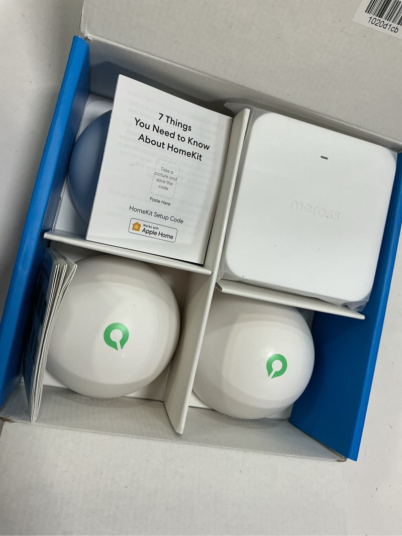 Condition photo showing Good Condition for Meross Smart Water Sensor Alarm 3 Pack, WiFi Water Leak Detector Support Apple HomeKit, SmartThings, IP67 Waterproof with App Alerts, Alarm, 100M Range for Home Basement Kitchen (Meross Hub Included) 3 Sensor+Hub Kit