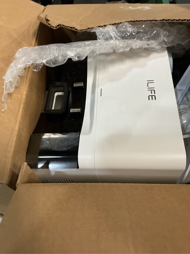 Condition photo showing As Is for ILIFE A30 Pro Robot Vacuum and Mop, Self Emptying Station for 60 Days, 5000Pa Suction, LiDAR Navigation, No-Go Zones, 2.4G WiFi/App/Alexa/Remote Control, Clean Hard Floors to Medium-Pile Carpet, 110V