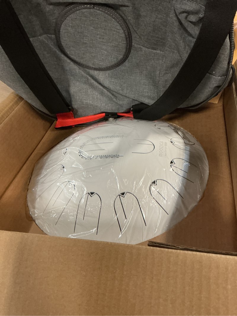Condition photo showing Good Condition for moozica 15 inch steel handpan tongue drum - 15 notes in c major 440hz tongue drum with octave overtone design - professional percussion instrument with carrying bag,white