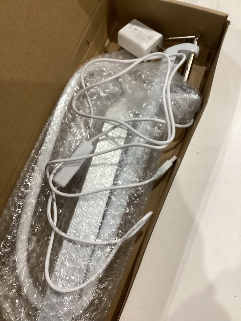 Condition photo showing Good Condition for LED Desk Lamp with Clamp, Eye-Caring Clip on Lights for Home Office, 3 Modes 10 Brightness, Long Flexible Goose-Neck, Metal, Swing Arm Architect Task Table Lamps with USB Adapter, White S1 White and Silver