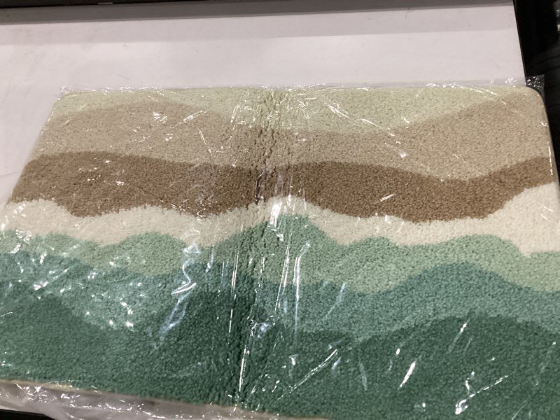 Condition photo showing New/Like New for 31"x 20" bathroom rug - absorbent non slip bath mat,machine washable soft bath rugs for bathroom floor, shower, tub, vanity, colorful bathmat green beach 1'8" x 2'8" (rectangular)