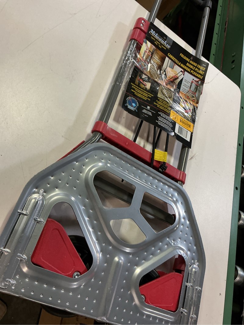 Condition photo showing Good Condition for milwaukee 150-lb capacity 2-wheel red steel folding hand truck