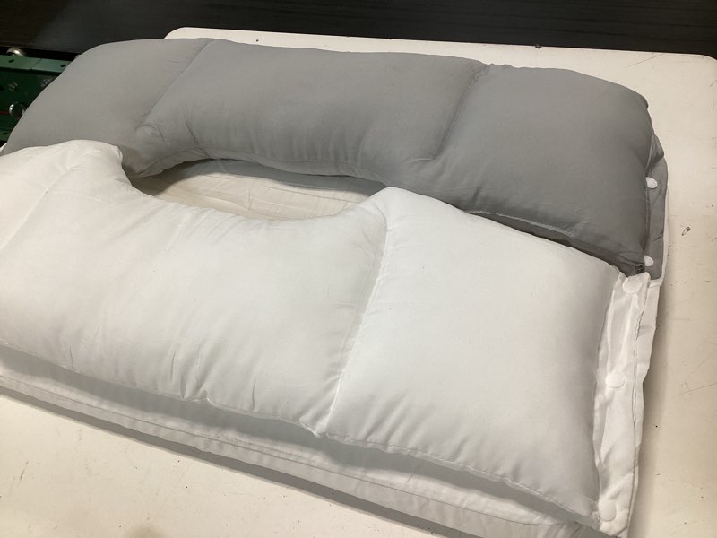 Condition photo showing Good Condition for cervical neck pillow with dual support zones for customizable support, o-shaped memory foam cloud pillow, cradling comfort without ear pressure, bed pillow for back, side, stomach sleepers, soft cover