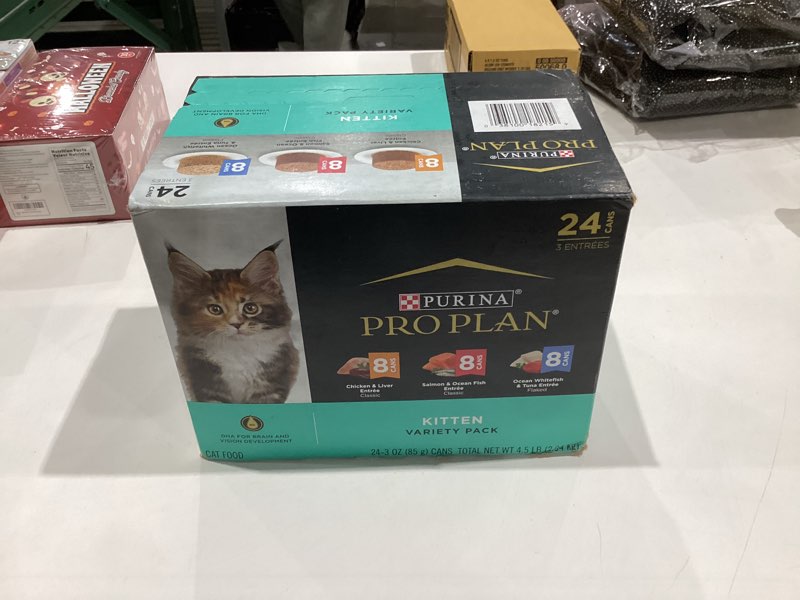 Condition photo showing New/Like New for Purina Pro Plan High Protein Wet Kitten Food Variety Pack, DEVELOPMENT Kitten Favorites - (Pack of 24) 3 oz. Cans Variety Pack 3 Ounce (Pack of 24)