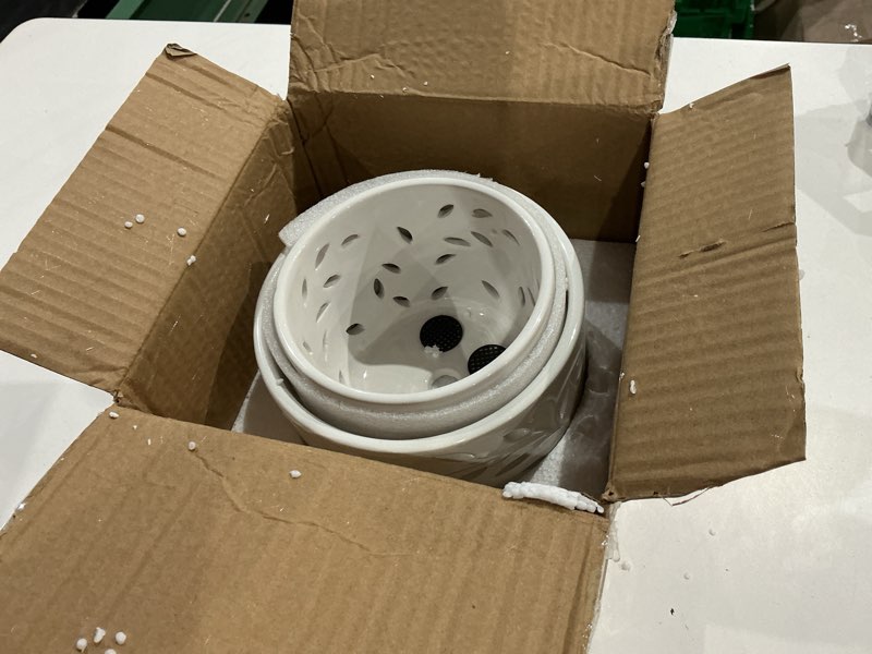 Condition photo showing Good Condition for efispss ceramic orchid pots 5+6 inch white with drainage holes & tray, breathable airflow, indoor & outdoor white-2 5+6 inch