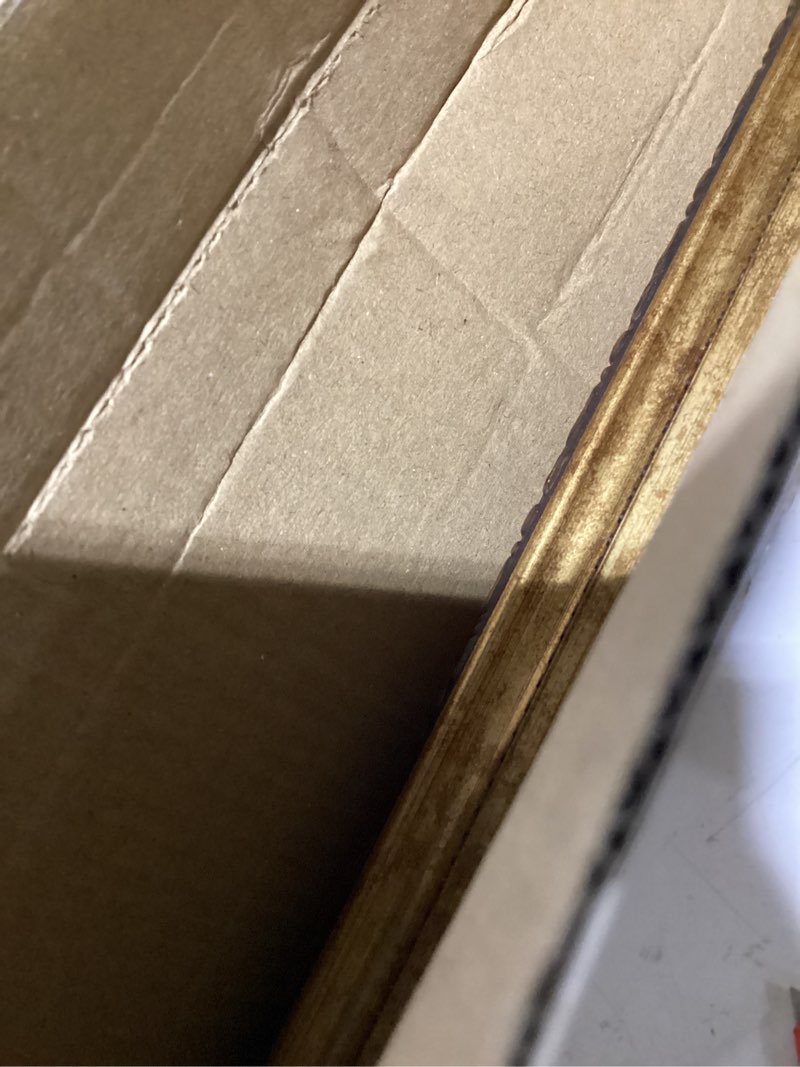 Condition photo showing As Is for splinterix 16x20 gold picture frame, ornate vintage picture frames for wall or tabletop display, 16 x 20 photo frame gold with non glare plexialass, display poster 11x14 with mat or 16x20 without mat for antique déco