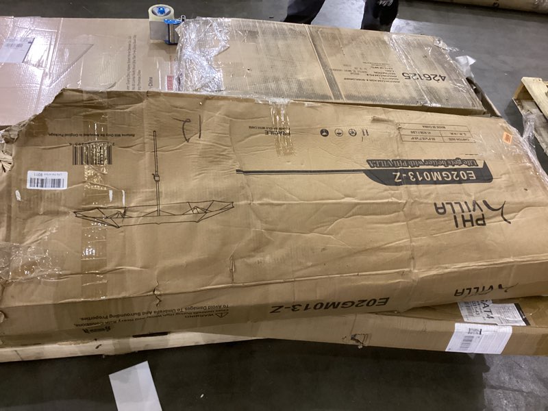 Condition photo showing As Is for PHI VILLA 15ft Large Patio Umbrellas with Base Included, Outdoor Double-Sided Rectangle Market Umbrella with Crank Handle, for Pool Lawn Garden, Blue