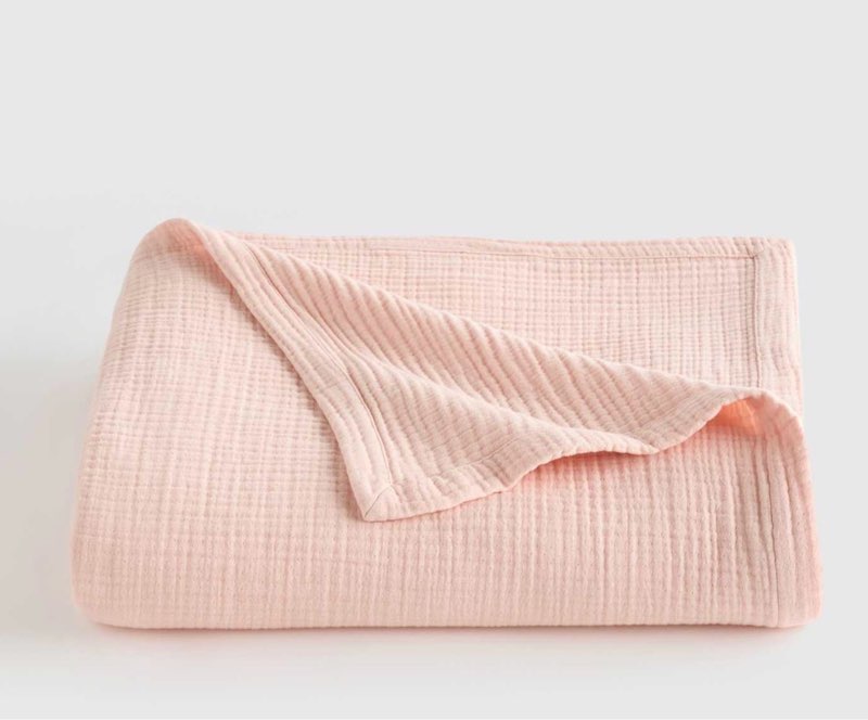 quince organic cotton gauze blanket, king/cal king, soft pink