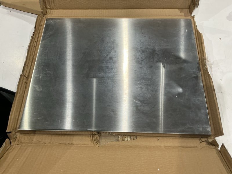 Condition photo showing As Is for otavilem stainless steel cutting boards for kitchen, kneading cutting board mats, metal cutting board for meat, fruits, vegetables, bread, and baking large cutting boards 19.7"l x 15.7"w