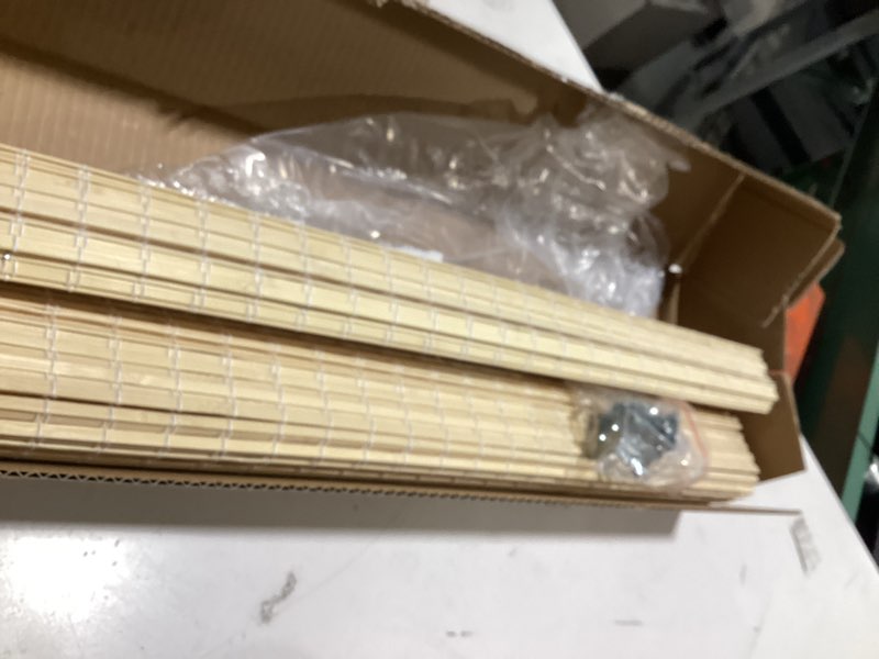 Condition photo showing Good Condition for lazblinds cordless bamboo roman shades, privacy window treatment, roll up bamboo blinds for windows, 23'' w x 60'' h privacy-dp-natural 23'' w × 60'' h