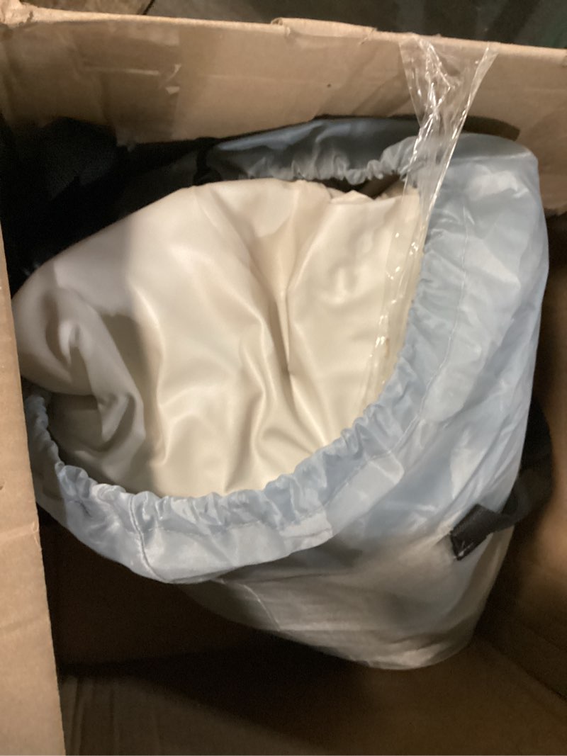 Condition photo showing As Is for Air Mattress Full with Built-in Pump, Blow Up Mattress with Soft Flocked Top, Leakproof Inflatable Mattress, Foldable Waterproof Air Bed for Home, Guests, Camping, with Storage Bag Deep Blue Full 18