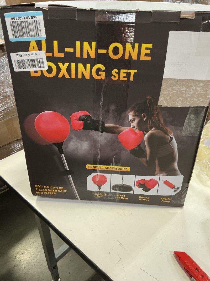 Condition photo showing Good Condition for Punching Bag Stand for Ages 8-15 – 58" Adjustable Reflex Bag Boxing Set with Gloves & Pump | Indoor Outdoor Youth Boxing Equipment for Fitness, Training & Fun | Great Christmas Sports Gift for Teens