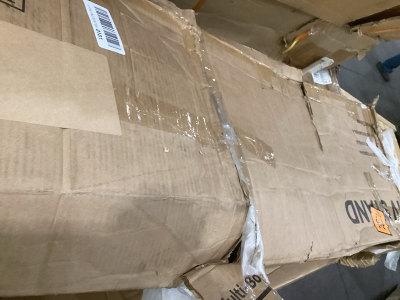 Condition photo showing As Is for incomplete missing box 2 of 2*mxv 70\" fireplace tv stand with power outlet for tvs up to 80\", electric fireplace entertainment center with led lights & storage cabinets, tv console for living room, office, black-white 70 inches black-white