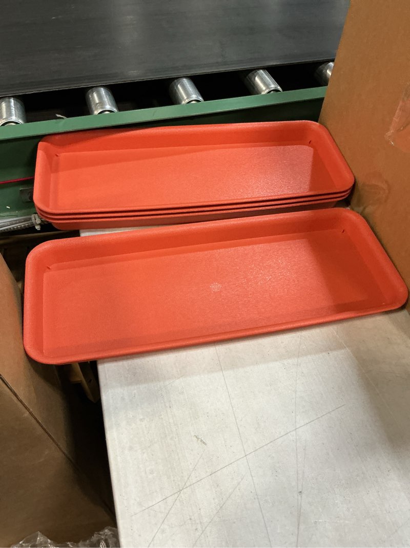 Condition photo showing As Is for 4 Pcs Rectangular Plant Saucers Durable Plastic Drip Tray for Potted Plants Prevents Water Leakage for Use Keeps Floors Clean