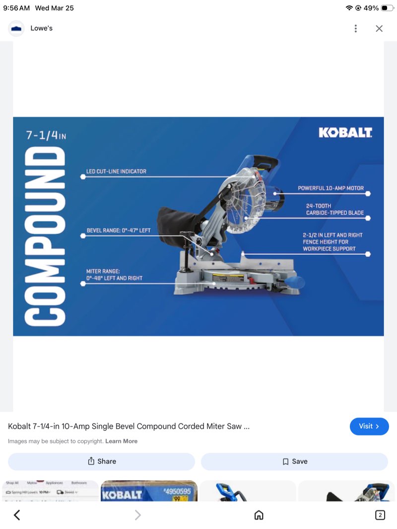 https://www.lowes.com/pd/kobalt-7-1-4-in-10-amp-single-bevel-compound-corded-miter-saw/5013009733
