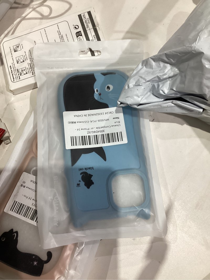 Condition photo showing New/Like New for Compatible with iPhone 14 Case,Cute Kawaii Cat Cartoon 3D Ears Design for Women Girls Soft Slim Fit Silicone Shockproof Case for iPhone 14 -Blue iPhone 14 Case Basics Blue 1