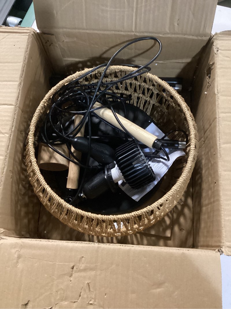 Condition photo showing As Is for hmvpl grow lights for indoor plants full spectrum, plant lights for indoor growing with 20w cob grow blub, rattan shade, timer, standing tall grow lamp for middle large plants(75'', height adjustable)