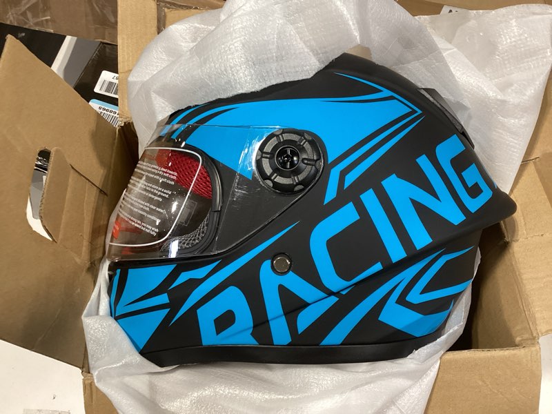 Condition photo showing Good Condition for fashion kids motorcycle helmets teen motor-bike scooter biker bmx four wheelers full face helmets boys girls dot approved blue x-large